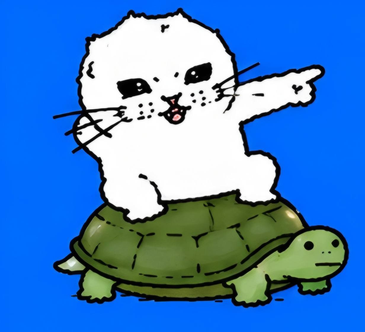 Ngek riding a turtle